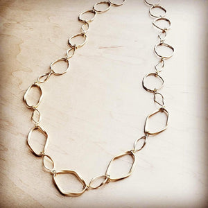 Matte Gold Long Hoop and Circle Necklace