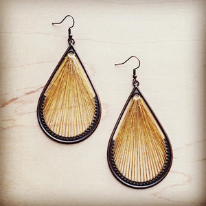 Large Woven Teardrop Earring in Mustard