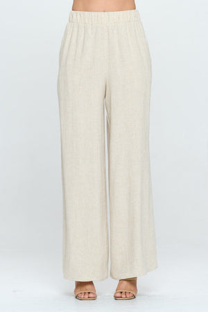 RENEE C Linen Wide Leg Pants with Pockets